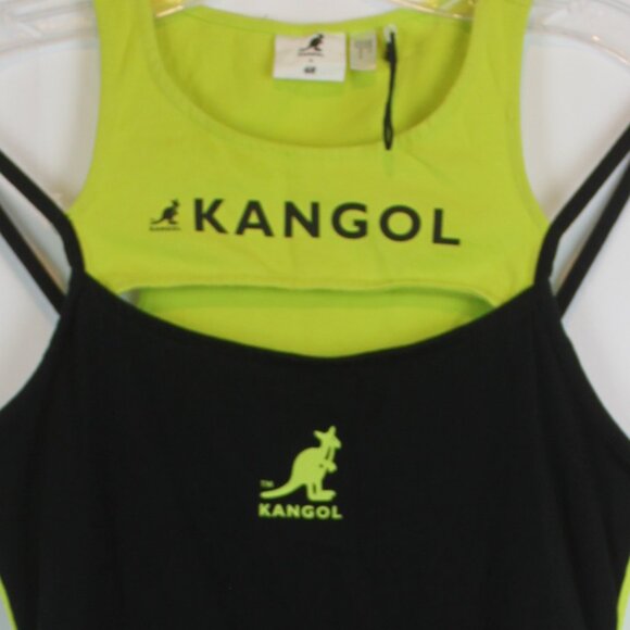 H&M Kangol Black Neon Green Stretchy Sleeveless Dress - Picture 4 of 11